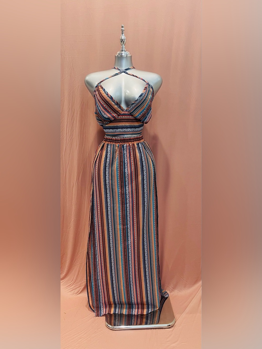 SHEIN-Plus Sized 2 piece Striped Multicolor Set